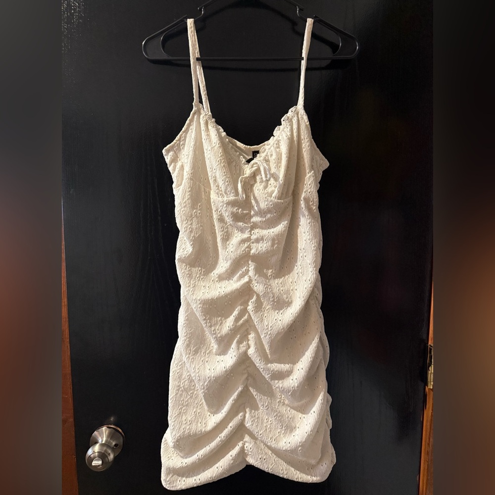 Elegant White Ruched Dress